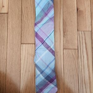 Vineyard Vines Aqua and Purple Plaid Linen Men's Tie